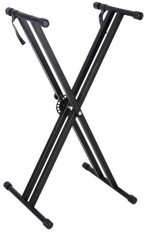 AYNEFY Keyboardständer Höhenverstellbar in 7-Stufen X-Keyboardbank Stabil Doppelstrebiger Keyboard Ständer Klappbar Digitalpiano Ständer Tragbar, Schwarz