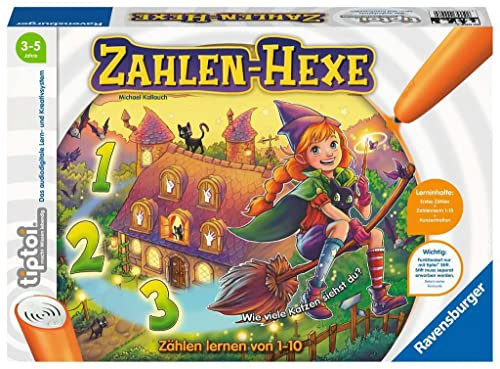 Ravensburger tiptoi Spiel 00098 Zahlen-Hexe, Zählen Lernen von 1-10 für Kinder ab 3 Jahren