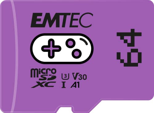 EMTEC - Carte Mémoire microSD Gaming 64GB - Plus de Stockage de Jeux et Vidéos - ECMSDM64GXCU3G - Compatible Nintendo Switch - Purple/Violet