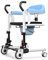 Silla de ruedas elevadora de pacientes Silla de ruedas portátil de transferencia de pacientes para el hogar, silla de ducha de baño, inodoro junto a la cama con orinal, asiento dividido de 360 ​​​​°