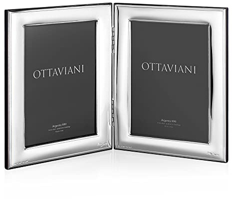 Ottaviani Portafoto doppio fascia stretta della Collezione Specchio in Miro Silver cm 13x18