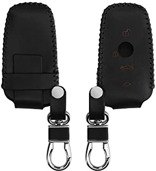 kwmobile Leder Autoschlüssel Hülle kompatibel mit BMW 3-Tasten Funk Autoschlüssel (nur Keyless Go) Schlüsselhülle - Schlüssel Tasche Schwarz