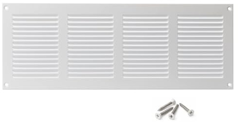 400x150mm Ventilationsgaller i Vitt Stål med Myggskydd - Metallgaller för Ventilation