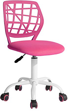 HOMYLIN Schreibtisch-höhenverstellbarer Drehstuhl aus Stoff, ergonomischer Arbeitsstuhl mit Rückenlehne, Rosa, 44 × 40 × 86 cm