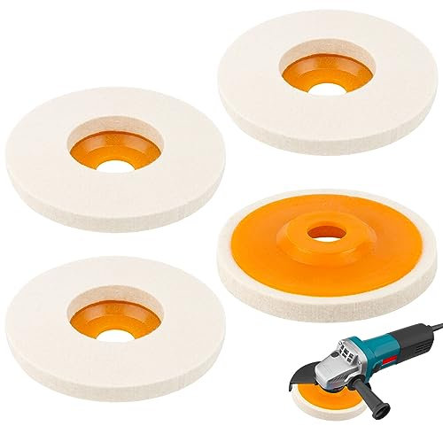 4Pcs Disco di Lucidatura in Lana 125mm Dischi per Smerigliatrice Angolare, Ruota in Feltro di Lana Lucidatura Vetro, Ceramica, Gioielli, Metallo, Marmo, Legname