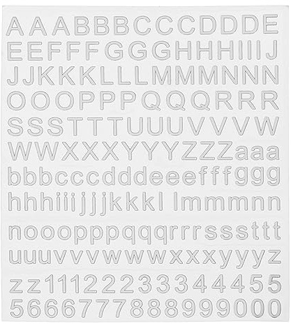 sourcing map 1 Blätter Nummern Buchstaben Aufkleber, 7mm Stereo Selbstklebende Buchstaben Zahlen Kit für Postfach,Schilder,Adressnummer,DIY Scrapbooking, Silber (185 Stück/Blätter)