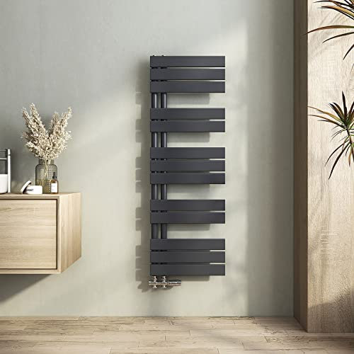 Heilmetz Termosifoni Moderni 1176x400mm Termoarredo Bagno Interasse 50 Radiatore Scaldasalviette da Parete G1/2, Vertical, Antracite, Scaldasalviette Bagno Termosifone Acciaio