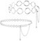 Kettengürtel 2 Stücke Silber Damen Taillenkette aus Metall Einstellbar Body Link Gürtel Kreisverkehr Taillengürtel für Jeanskleider