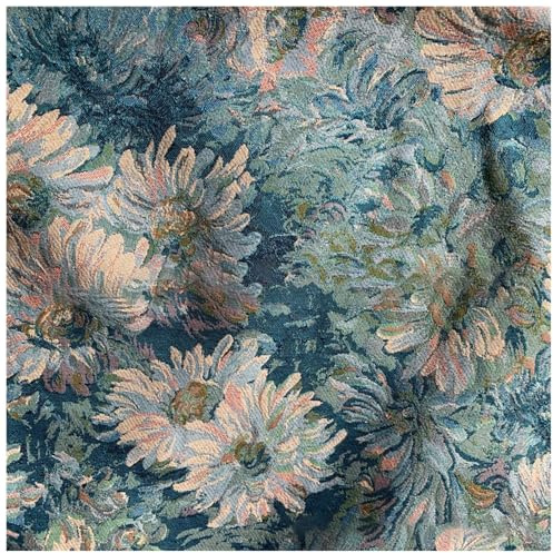 Polsterstoff Meterware 100 cm x 145 cm, Möbelstoff, Vintage Ölgemälde Jacquard Dekostoff, Modische Accessoires, Tischdecke, Vorhang, Dekoartikel