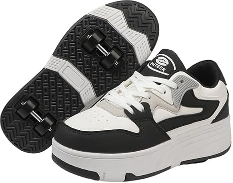 Mateju Scarpe con Rotelle Bambino Bambina Sportive Scarpe da Skateboard con 4 Rotelle a Scomparsa Skateboard Sneakers Scarpe da Ginnastica da Pattini Unisex Bambini Adulti