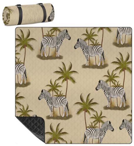 Mularoka Zebra Tree Picknickdecke, wasserdicht, sanddicht, faltbar, Stranddecke, 200,7 x 200,7 cm, extra groß, tragbar, waschbar, Outdoor-Matte für Camping, Park, Gras, Wandern, Reisen