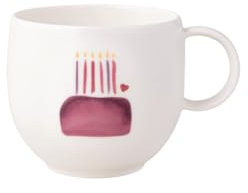 Villeroy & Boch – With Love Taza con asa Happy Birthday 12,5x9,5x8,5cm, porcelana premium, regalo, taza de café y té, tazón, 290 ml, apta para lavavajillas y microondas