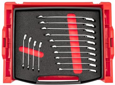 TEKTON Ratcheting Combination Wrench Set, Drawer/Rack, 14-pc. 6–19 mm | OLB94204