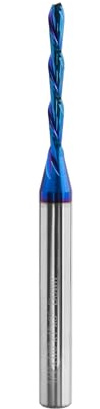 Bestgle 1/4 Shank 2 Flute Down Cut Spiral Flat Nose End Mill CNC Router Bit Nano Blue Coated Carbide Milling Cutter 1/4 x 1/8 x 1 x 3