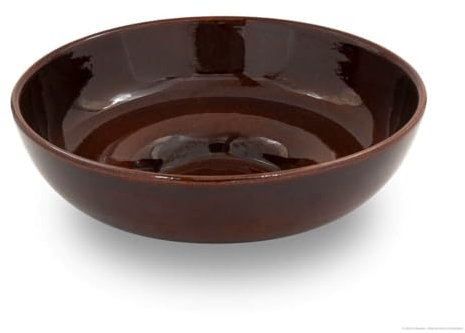 Kerazo Keramik Bonsaischale Ø60x18 cm Pflanzschale Elegance, frostfest, witterungsbeständig (braun-glänzend)