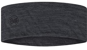 BUFF®| Cinta LW Merino Wool Headband Hombre Mujer Adulto Regula Temperatura, 100% Lana Merino, Aire Libre, Sostenible, Ligera, Comodidad, Talla Única, Gris Oscuro