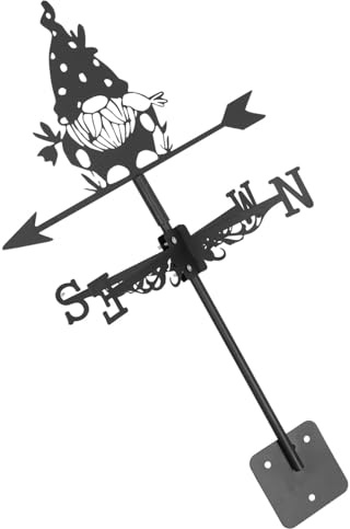 BESPORTBLE Metal Garden Weathervane Gnome Outdoor Lawn Wind Direction Indicator for Roof Yard Decoration Retro Iron Ground Insert Wind Vane Ornament