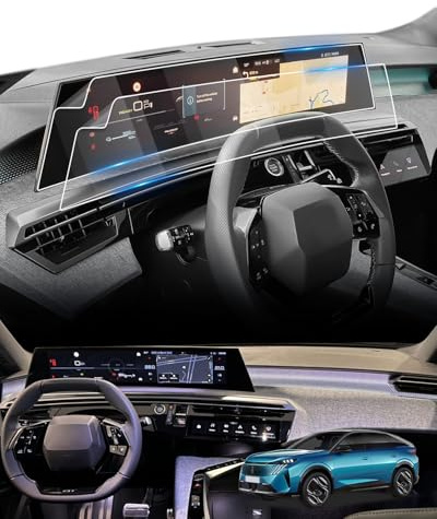 LFOTPP Lot de 2 films de protection d'écran de 21 compatibles avec Peugeot 3008 P64 E-3008 2024 2025 Panoramic I-Cockpit Navigation + Écran de tableau de bord 5H Nano Film de protection d'écran pour