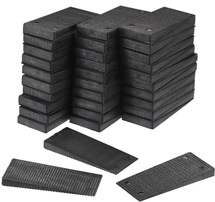SUMTree 60er Möbelnivellierer aus Kunststoff (L6xB2.6cm, einstellbar 1-6mm) | Schwarz Kunststoffkeile, Verstellbar Unterlegkeile, Unterlegscheiben zum Nivellieren, Mehrzweck Nivellierunterlagen für Möbel