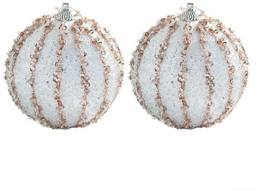 8CM Dekokugel mit Pailletten für Weihnachtsbaum Hochzeit Festliche Anlässe (Weiß)