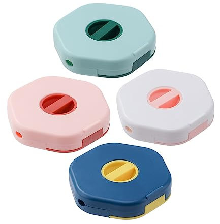 Angoily 4pcs Cable Storage Box with Charging Cable Winder and Cord Organizer for Neat Desk and Travel Use White Green Blue Pink