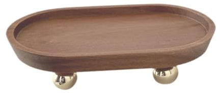 UxicRuya Plateau de Service en Bois, Support sur Pied en Bois, Organisateur, Support de Bougie, Plateau de Rangement des Aliments pour Table, Ferme, Maison, Brun, 12x20x5cm