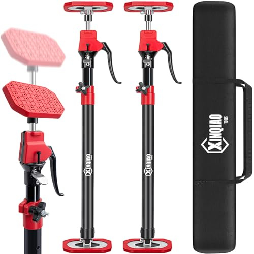 XINQIAO Deckenstütze, Montagestütze Bis 70KG Tragkraft, Teleskopstange 60-115CM, Stahl-Montagestütze für Wände, Decken, Türzargen, mit Einhandabstützung, 2 Stück