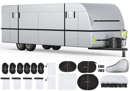 EROMMY Wohnwagen Schutzhülle 300D Wetter - 22-24Ft 732x267x274cm Wohnwagen Abdeckung -und reißfeste wohnmobilabdeckungen wasserdicht mit Abdeckung für Stützrad Und Aufbewahrungstasche Schutzhülle