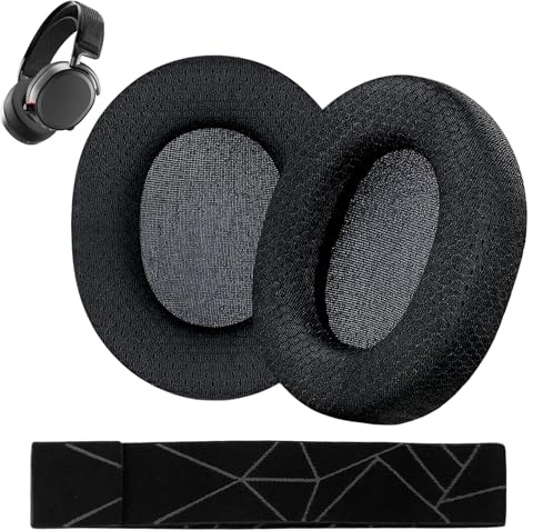 1 par öronkuddar och 1 ersättningsband för SteelSeries Arctis 7/7+/7P/7P+/7X/7X+/9/9X/Pro/Prime trådlösa spelhörlurar med ljudisolerande skum ersättning andningsbart nät