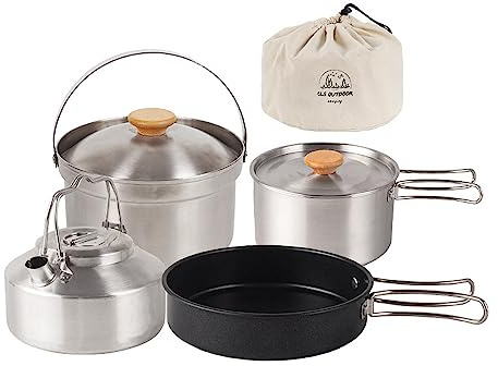 Pot, Poêle à Frire, Ensemble de Bouilloires, Accessoires de Cuisine pour Le Camping, la Randonnée et Les Voyages, Facile à Transporter et à Utiliser