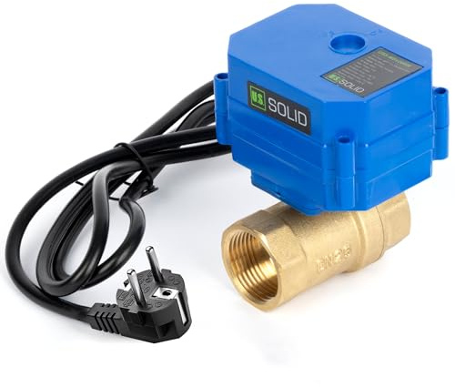 U.S. Solid 1 Motorisierter Kugelhahn mit Stecker 220V AC DN25, 2-wege Messing-Elektrokugelhahn, automatische Rückkehr, stromlos geschlossen