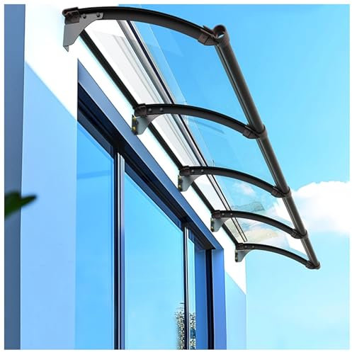 FENGZEQUAN Vordach für haustür mit seitenteil,vordach mit seitenteil,haustür vordach,Halterung aus Aluminiumlegierung mit gebogener Halterung, Regen- und schneesicher(100x250cm/39x98in)