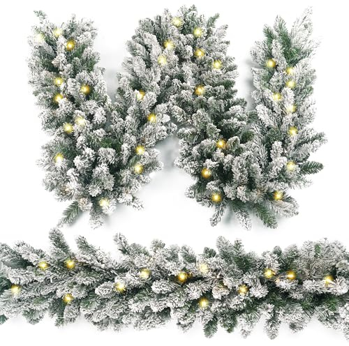 HomeKaren Weihnachtsgirlande, 2,9 m x 30,5 cm, Prelit Fraser Tanne, Weihnachtsgirlande mit 50 LED-Lichtern, echt wie üppig und klassisch, grüner Stil für drinnen und draußen, Heimdekoration