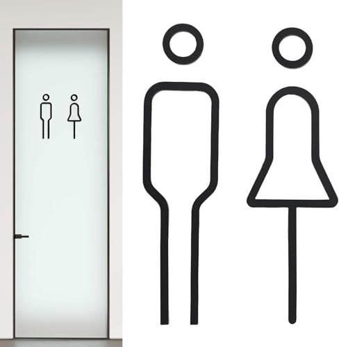 GIONAR Acryl WC Schild Selbstklebend Männer & Frauen, 1.81 * 7.08 IN, Black | Gäste WC-Schild Toilettenschild Mann Frau Türdeko Damen Herren Symbol WC Schilder für Toilette Badezimmer Kleiderschrank