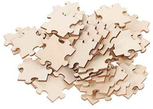 BESTonZON Leere Holzpuzzleteile 100 Stück für Kinder Robuste Glatte Holzstücke Selbstgemacht Bastelprojekte und Malerei