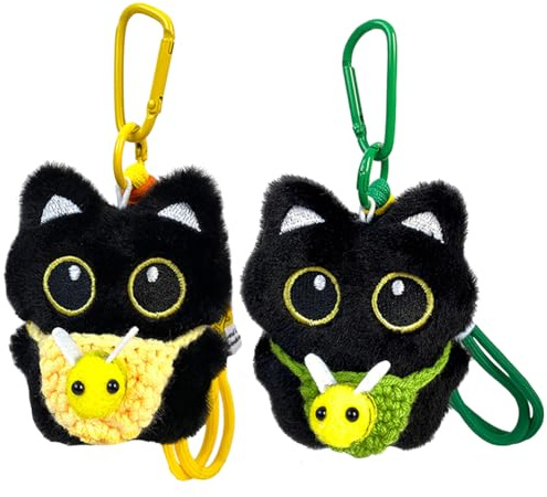NimblusToy Peluche Portachiavi, Portachiavi Gatto Peluche, Ciondolo Portachiavi con Simpatico Peluches Morbido, Donna Portachiavi Peluches, per Zaino Ragazze Borsetta Decorazioni 2pcs