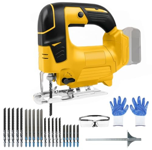 Rompecabezas eléctrico compatible con batería Dewalt de 20 V, sierra de calar eléctrica inalámbrica con 4 ajustes orbitales, 20 cuchillas de rompecabezas, corte biselado de -45° a +45°, ideal para