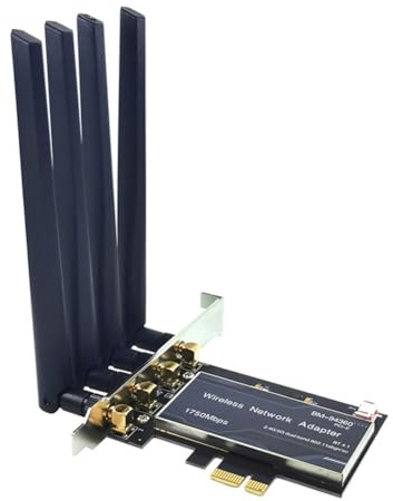 Wadakada Scheda di Rete PCIE WiFi Bluetooth 4.1 Pci-e X1 Adattatore Wireless Desktop 1750Mbps PCB+Plastica+Metallo