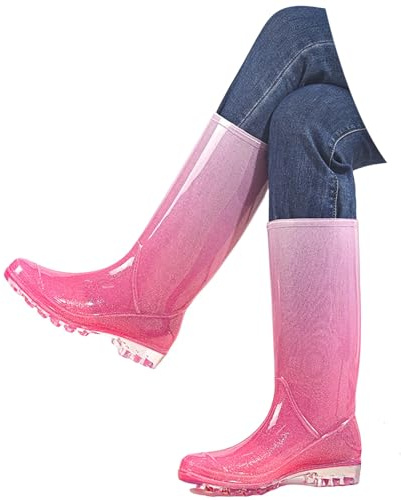 Zapatos de lluvia para mujer, impermeables, botas de goma para hombre, botas de agua antideslizantes para jardín, botas de jardín, botas de pesca, botas de agua antideslizantes, Rosa., 39 EU