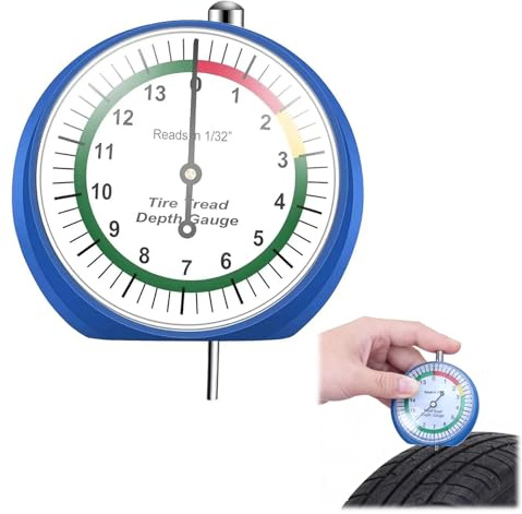 Medidor de Profundidad de Neumáticos Profesional MM - Medidor de Profundidad de Ruedas para Motocicletas, Coches, Camiones y Autobuses - Medición Precisa y Diseño Ergonómico, Diseño de esfera fácil