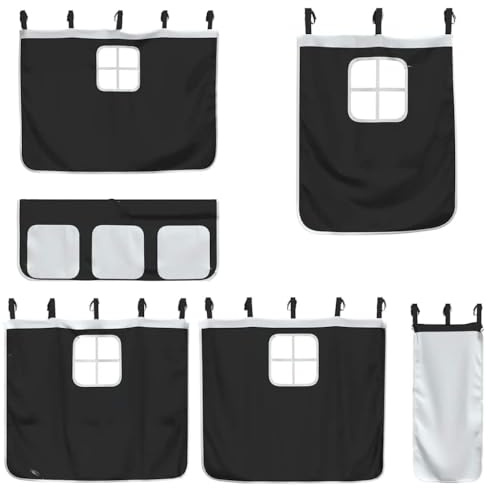 Tomostar Rideau pour Lit Mezzanine, Rideau Ciel pour Lit Superposé Enfant Blanc et Noir Polyester