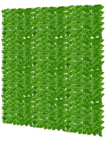 Mantigositeen Künstliche Efeu Apfelblatt Hecke Sichtschutz,Efeu Sichtschutz 100 * 300cm,Sichtschutzzaun,Efeublätter eignet Sich perfekt für Terrassenbereiche im Freien