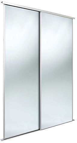 SPACEPRO Heritage Sliding Door Wardrobe with White Frame Mirror(BSEN12600), Modern 2 Door Wardrobe with Full Length Mirrored Sliding Doors for Bedroom - Ideal for H2260mm x W1803mm Opening