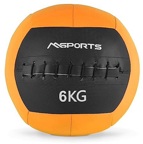 MSPORTS Wall-Ball Premium Gewichtsball 2-10 kg Medizinball (6 kg - Orange)