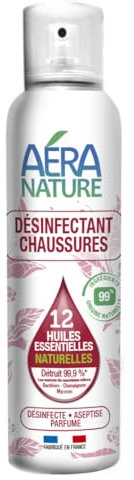Aera Nature - Spray Désinfectant Chaussures +800 Pulvérisations - Antibactérien, Anti Mauvaises Odeurs - Fabrication Française - 125 ml