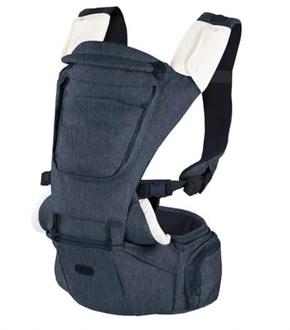Chicco Babytrage Hip Seat, 3-in-1 ergonomische und multifunktionale Babytrage mit abnehmbaren und separat nutzbarer Hüftsitzbasis, blau