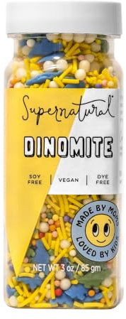 Dinomite Natürliche Konfetti-Streusel von Supernatural, Regenbogen-Dinosaurier, keine künstlichen Farbstoffe, sojafrei, glutenfrei, vegan, 85 g