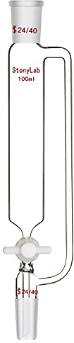 stonylab 100ml Embudo de Ecualizador, Embudo de Adición Ecualizador a Presión, Vidrio de Borosilicato Embudo de Goteo con Tapón PTFE para Laboratorio (100ml, 24/40 Junta)