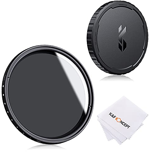 K&F CONCEPT 77mm Variable ND Filter ND2-400 1-9 Stops with Silicone Cap | Slim Adjustable Fader ND2 ND4 ND8 ND16 to ND400 Neutral Density Filter, for Beach Rivers Outdoor Nano-B Series FN101
