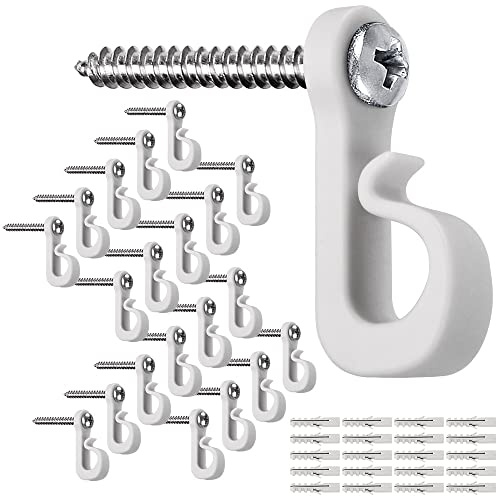 SELEWARE Q Hanger Hooks for Outdoor String Lights, Home Christmas Light Screw Hook, Indoor Outdoor Fence Clips for Hanging String Lights Fairy Lights Patio Light (Gray-White, 40Pcs) | Safety Buckle Design Helps Prevent Slipping, Quick Screw Installation, Stable Hanging for Christmas and Outdoor String Lights